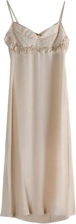 Simone Rocha ruffled-detail slip midi dress - Toni neutri