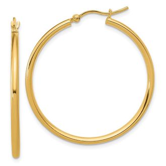 Diamond2Deal 14K Yellow Gold Polished 2x35mm Hoop Earrings
