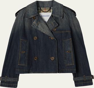 Burberry Mayfair Denim Crop Trench Jacket