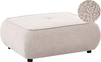 Beliani Ottoman Beige Boucle Square Footstool Quality Upholstery Padded Decorative Mid-Century Modern Style Living Room SALLA