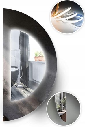 OEM Specchio Illuminato A Led Fi 80 Semicircolare Con Lati Smussati E Fibra Ottica Cob