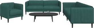 vidaXL Juego De Sof&aacute;s 3 Piezas Tela Verde Oscuro Vidaxl