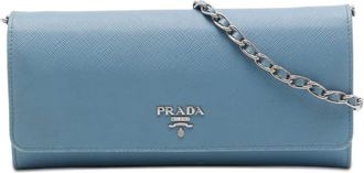 Prada Pre-owned Prada Saffiano Wallet On Chain Ladies 9OWSBAOH4D4AZZV9