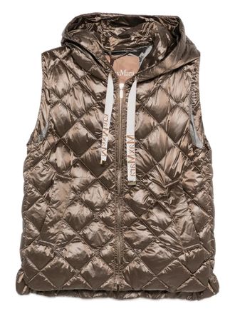 Max Mara Gilet trapuntato con cappuccio - Marrone