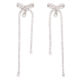 Self Portrait Earrings, female, Gray, Size: ONE SIZE Bow Earrings with Crystal Drop