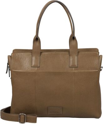 Burkely Leather Business Bag Shopper with Laptop Compartment Soft Skylar Workbag Tender Taupe