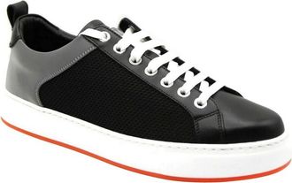 MCM Womens Black Leather Silver Reflective Canvas Sneaker (37 EU / 7 US)