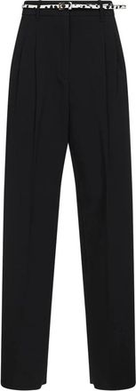 Max Mara Flowing cady broek - Dames - Straight fit broeken - Zwart - S - Leer - Broeken