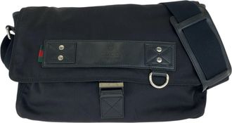 Gucci Black Nylon Leather Messenger Bag Shoulder Bag (Pre-Owned)
