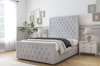 Comfort Beds Hilton Naples Bed Frame - 50 Upholstered Headboard in Silver | Size: Single