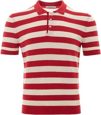 Gran Sasso Gestreept Handdoek Effect Polo Shirt - Heren - Polos - Rood - 2XL - Katoen - Tops
