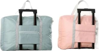 Generic 2 Pack Foldable Travel Duffel Bag,Compatible For Carry on Weekender Overnight Hospital Tote Gym Women Men(Light Blue and Pink)