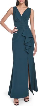 Eliza J Laguna Ruffle Mermaid Gown in Hunter at Nordstrom, Size 6