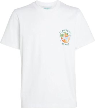 Casablanca Orbit Rond De Oranje T-Shirt - Heren - T-shirts - Wit - 2XL - Katoen - Tops