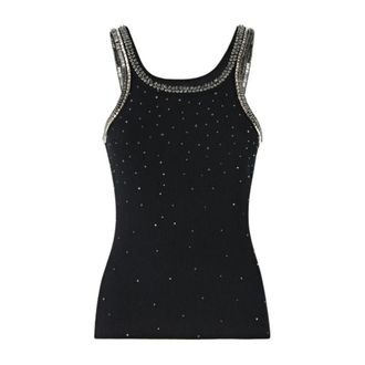 Pinko Pinko, Tops, Dames, Zwart, XS, Katoen, Coriandoli Tank Top