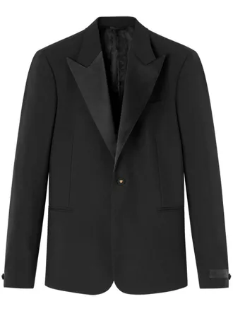 Versace Blazer Duchesse monopetto con rifinitura satinata - Nero