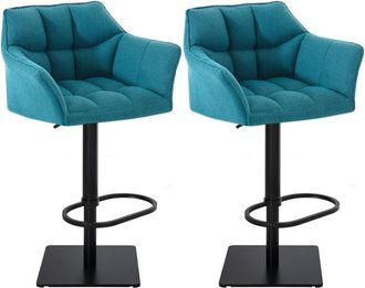Clp Clp - Lote De 2 Taburetes De Bar Damaso Funda De Tela Negro Turquesa