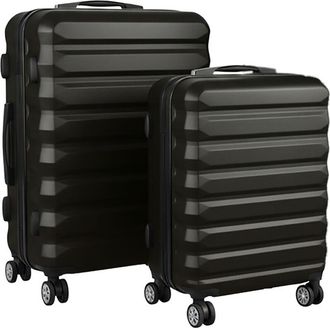Relaxdays Relaxdays 2-piece luggage set, 2 sizes, 4 spinner wheels, hard-shell, telescopic handle, combination lock, black