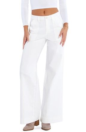 Wash Lab Denim Elodie Wide Leg Carpenter Jeans in Creme at Nordstrom, Size 25