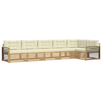 vidaXL Conjunto De Sof&aacute;s De Exterior 6 Pcs Blanco Y Crema Poli&eacute;ster Vidaxl