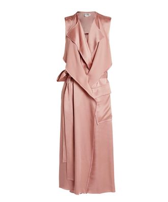Victoria Beckham Cutout Hammered-Satin Midi Wrap Dress Size S
