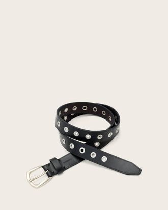 AllSaints Cal Leather Eyelet Belt