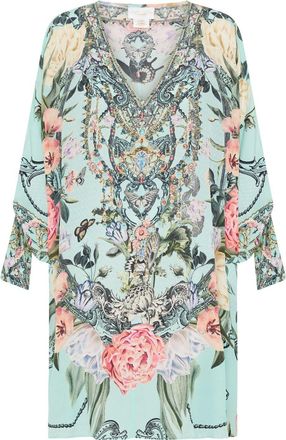 Camilla Petal Promise Land-print silk dress - women - Silk - OS - Blue