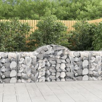 Berkfield Home Arched Gabion Baskets 11 pcs 200x50x80/100 cm Galvanised Iron in Silver