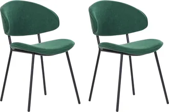 Beliani Beliani - Conjunto De 2 Sillas De Comedor Modernas Asiento Tapizado En Tela Respaldo Curvo Sin Reposabrazos Patas Negras Verde Kiana
