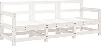 vidaXL 3 Piece Garden Lounge Set White Solid Wood Pine Vidaxl