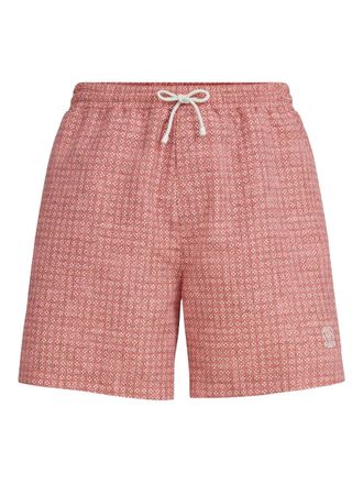 Brunello Cucinelli flower-print swim shorts - Orange
