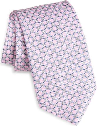 David Donahue Link Pattern Silk Twill Tie in Pink at Nordstrom