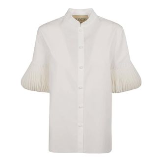 Valentino Garavani Blouses, female, White, Size: XS Embroidered Cotton Popeline Shirt