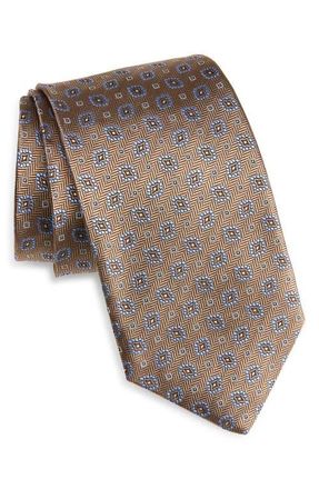 David Donahue Geometric Jacquard Silk Herringbone Tie in Chocolate at Nordstrom