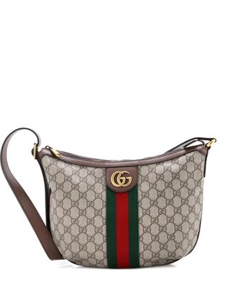 Gucci Ophidia Half Moon Hobo GG Coated Canvas Small crossbody bag - Brown
