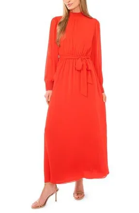 Halogen Long Sleeve Maxi Dress in Poinciana at Nordstrom Rack, Size X-Small