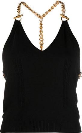 Moschino chain-link virgin wool top - women - Virgin Wool - 42 - Black