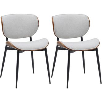 Clp Set di 2 sedie visitatore Enid con rivestimento in similpelle o tessuto Noce/crema Tessuto