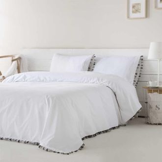 COTTON ARTEAN Funda nórdica 100% percal algodón 200 hilos blanco 280x240 cm cama 200