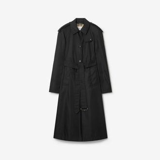 Burberry Long Nylon Hooded Car Coat, Size: 04