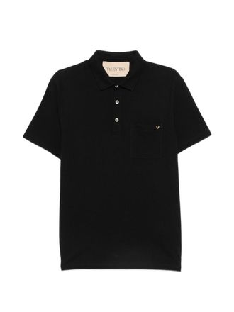 Valentino Garavani Black Solid Shirt Collar Polo