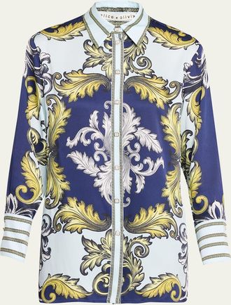 Alice & Olivia Lane Oversized Button-Front Blouse