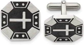 Diamond2Deal Stainless Steel Brushed Black IP-plated Cross Cufflinks
