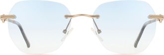 SmartBuy Collection Geometric Rimless Plastic Mens Sunglasses Gold Size 53 - Free Lenses - SmartBuy Collection