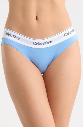 Calvin Klein Logo Bikini in Blue Descent at Nordstrom, Size Small