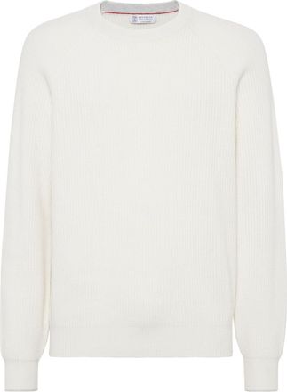 Brunello Cucinelli ribbed crew-neck jumper - men - Cashmere - 50 - White
