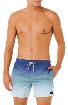 Rip Curl Offset Faded Volley Swim Trunks in Light Navy at Nordstrom, Size Xx-Large