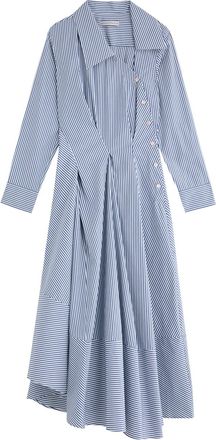 Palmer//harding Palmer//harding Hold Close Cotton-poplin Midi Shirt Dress - Blue And White - 8 (UK8 / S)