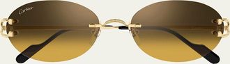 Cartier Decor Classic C de Cartier 55mm Rimless Oval Metal Sunglasses