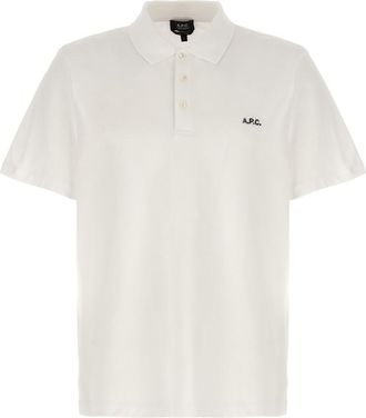 A.P.C. White Logo embroidery polo shirt